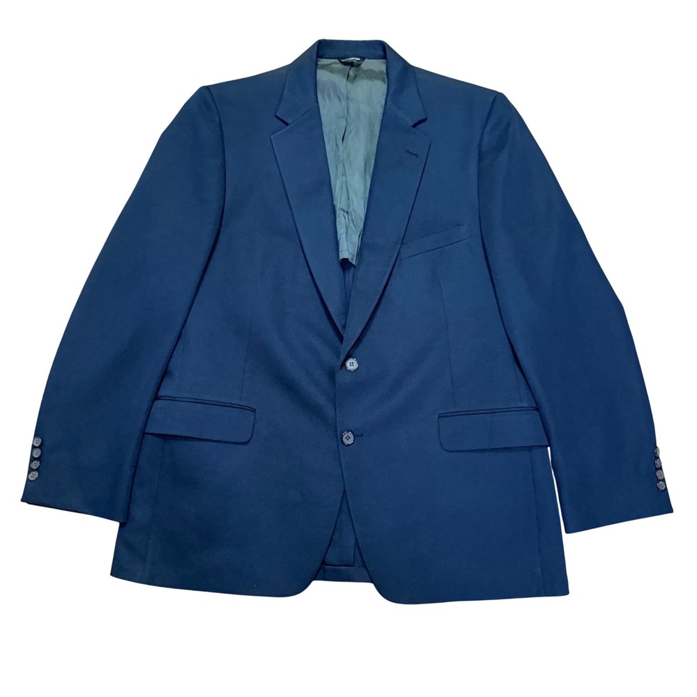 VTG Cartier Collection Botany 500 Navy Blazer Mens 44R Sport Coat Union Made USA